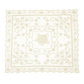 sourcing map Retro Lace Placemat 15x15-in Square Embroidered Table Place Mats French Crochet Doilies Coasters Cup Mat for Home Wedding, Yellow