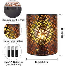 JHY DESIGN Set of 2 Battery Powered Lamp 8''H Vintage Wall Mount Lamp Metal Wall Sconce Lighting with LED Edison Style Bulb and 6-Hours Timer Wall Decor for Bedroom Living Room Hallway