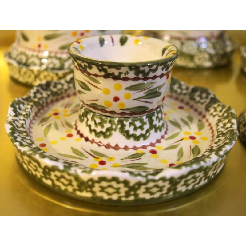 Temptations Painted French Butter Keeper Cup w/ Saucer & Lid