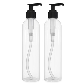 BRIGHTFROM - Botellas de bomba de loción, envases de plástico recargables de 8 onzas, sin BPA, transparentes con dispensador negro para jabón, champú, lociones, jabón corporal líquido, cremas y aceite