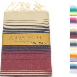Anna Aniq Hamam Towel Fouta Sauna Towel XXL Extra Large 197 x 100 cm 100% Cotton from Tunisia as Beach Towel, Oriental Bath Towel, Picnic, Yoga, Scarf, Peshtemal, Beach Towel, 100 x 200 cm