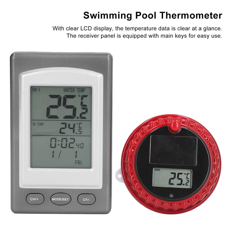 Wireless Swimming Pool Thermometer Solar Powered Floating Water Thermometer with
