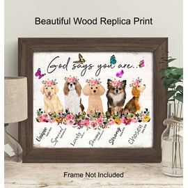 God Says You Are Dog Wall Decor - Bible Verses, Psalms, Scripture Wall Art - Christian Inspirational Encouragement Gifts for Women - Catholic Religious Gifts- Positive Motivational Quotes - Boho Decor