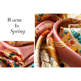 ANDANTINO 100% Pure Mulberry Silk Scarf 43" Large Square Lightweight Headscarf& Shawl–Women Hair Wraps-With Gift Packed (Pink)