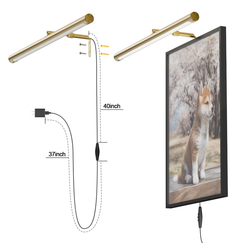 Coinmit 24" Plug in Picture Light 9W Gold Art Light