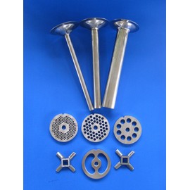 Complete set size 12 Meat Grinder Sausage tubes Knife plates STAINLESS STEEL