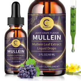 Mullein Leaf Extract Drops for Lungs - Lung Cleanse & Detox, Natural Mullein Leaf Liquid Drops, Support for Respiratory, Immune, Digestive System, Vegan, Non-GMO, Grape Flavor, 2 FL OZ