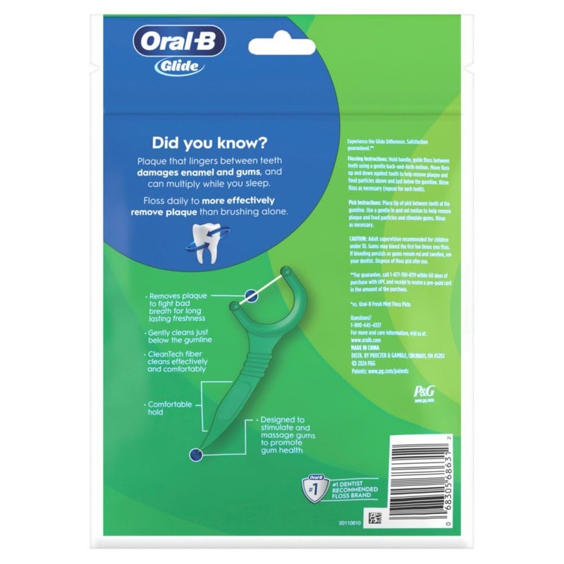 Oral-B Glide Mint Dental Floss Picks with Long Lasting Scope