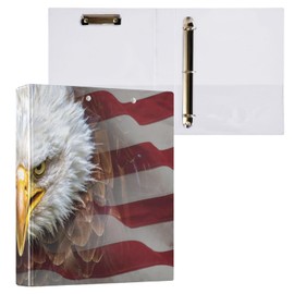 3 Ring Binder American Eagle Bald Flag 1.5 inch Binders Three Ring Binders with Clipboard Fit 8.5'' x 11'' Paper 3 Interior PVC Clear Pockets for Office Supplies