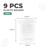9 Pack 100ml Plastic Beakers - Graduated Lab Measuring Cups