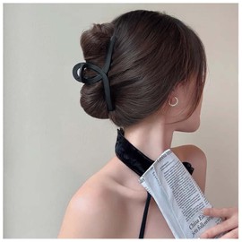 Yheakne Vintage Acrylic Hair Claw Clip Plastic Hair Claws Clip Plain Clips Jelly Jaw Hair Clamp French Jaw Hair Clip Non Slip Hair Catch Barrette Decorative Hair Accessories for Women and Girls(Black)