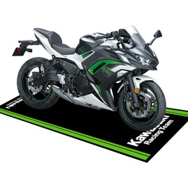 Motorcycle Mat for Garage 79x31 Inches Pit Garage Floor Mat Oil Absorbent Pad PVC Rubber Backing Layer Protects Floor from Spills, Drips, Splashes and Stains Washable - Kawasaki Racing Team