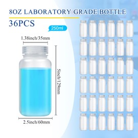 Tatuo 36 Pcs 8oz Plastic Sample Bottles 250ml Wide Mouth Reagent Bottle Water Sample Container Lab Multipurpose Plastic Container with Lids PP Translucent Tool for Laboratories