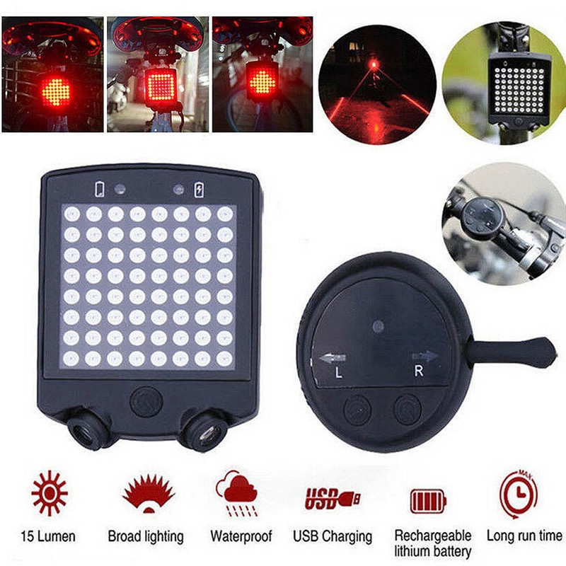 Bicycle Tail Laser Lamp Intelligent Sensing Turn Brake Warning USB