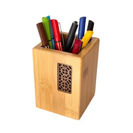 Bansami Makeup Brush Holder Desk Makeup Scissors Wood Natural Decorative Sturdy Pen Organiser Brush Organiser Brush Container Pen Holder Pen Box School Office Home Office