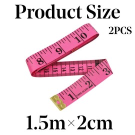 2-Pack Pink Tape Measure – Dual-Sided Standard & Metric Scales, Soft Flexible Ruler for Body Measurements & Tailoring, 60in/150cm