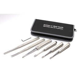 Zikimed Equine Dental Incisors & Wolf Tooth Elevator Set of 6 Pcs Stainless Steel with Zipper Case