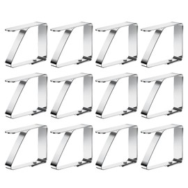 Zanfqvo Pack of 12 Tablecloth Clips, Stainless Steel, Tablecloth Clips, Table Cover Clips, Table Cover Clips, Table Clips for Picnics, Parties, Weddings, Dinner