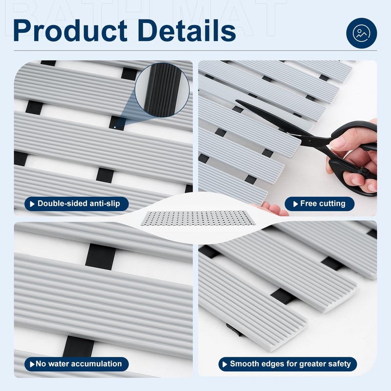 AceOrbit 32 x 17 Inch Weighted Non Slip Bathtub Mat,