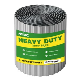 MIXC Corrugated Metal Garden Edging, Landscape Border for Lawn, Flower Bed & Paver (Silver, 8 Inch × 25FT)