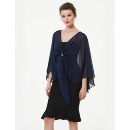 Chiffon Scarf Shawl Warp for Women Bridal Wedding Evening Dress Summer Tops Bridesmaids Party 25 Colors Midnight Blue