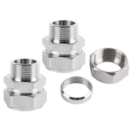 2 PCS 3/4'' x 3/4'' Straight Fittings, for 3/4 Inch Compressed Air Line Piping System Brass-Nickel Plated, 200psi Working Pressure