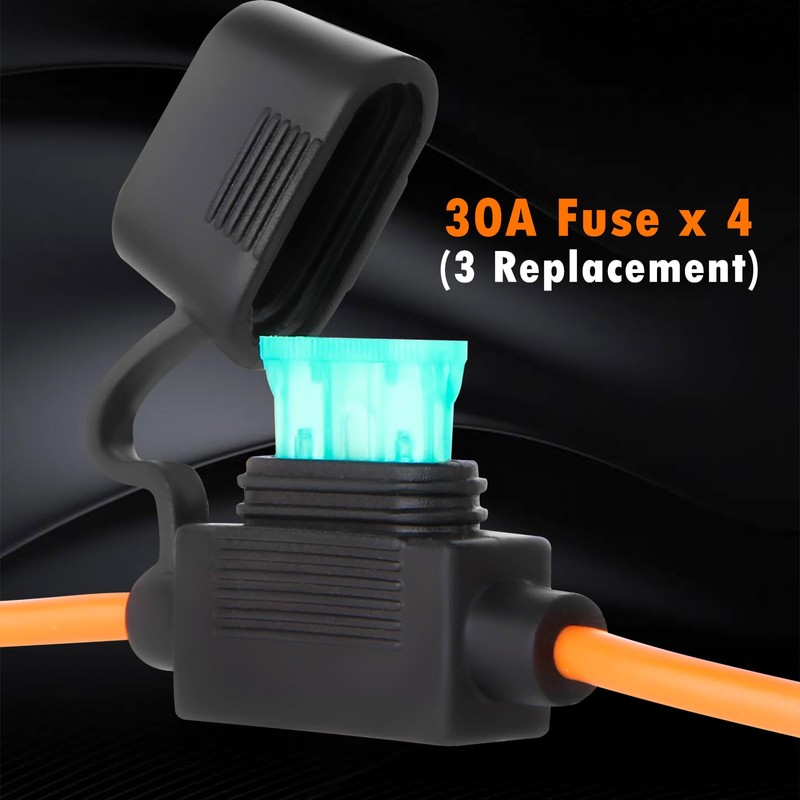 CUZEC Battery Alligator Clips, 12/24V, 12AWG Cable with 30A Fuse,