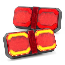 Agrieyes Parenthesis RV Tail Lights, Double Trailer Light with Reflector, Waterproof LED Taillights for Truck Camper Motorhome Cargo Pickup Flatbed Towing Vehicle, Replacement for Turn Brake Stop, Red