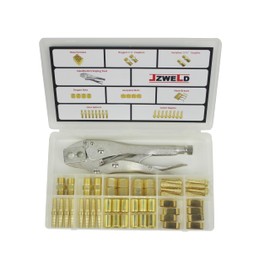 JZWELD Hose Repair and Assembly Kits, 1/4" ID Air Hose Repair Parts Kit, Welding Hose 'B' Size Fittings with Crimper, Welding Hose Repair and Installation Kit