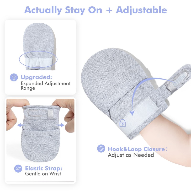 HAPIU Baby Mitten, 3 pack, Navy&Gray Heather&Cloud, 3-6 Months