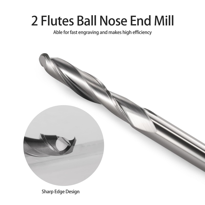 EU_HOZLY 6x22mm 2 Flute Carbide Ball Nose End Mills CEL