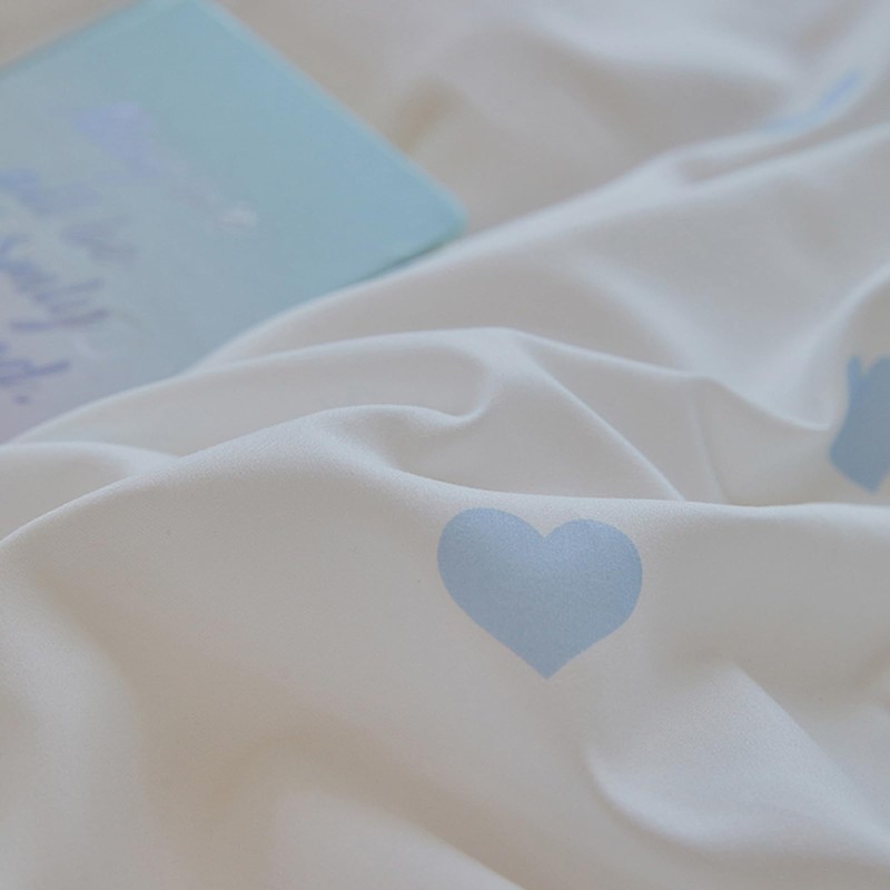 Blue White Duvet Cover Set Queen Size with Cute Blue