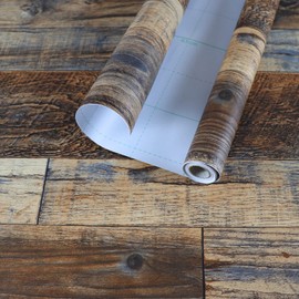 Hopeak Faux Wood Wallpaper, Peel and Stick Self-Adhesive Vinyl Decorative Wallpaper Removable 17.7 x 196 Inches,Brown