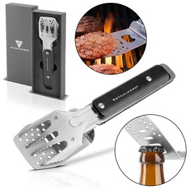 STAHLWERK BBQ Multitool 4-in-1 Barbecue Cutlery with Barbecue Tongs, Barbecue Fork, Turner and Bottle Opener