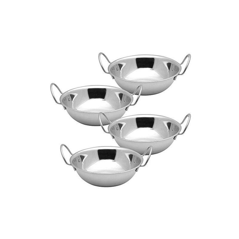 Kosma Set of 4 Premium Stainless Steel Balti Serving Dishes,
