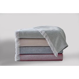 DownTown Company Throw Cotton Woven Herringbone Blanket for Sofa Couch, 50” x 70”, (White/Navy)