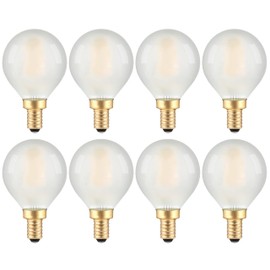 Frosted LED Ceiling Fan Light Bulbs- E12 Base 2700K Soft Warm White Dimmable 25W Equivalent G16.5/G50 Candelabra Globe Bulb- 2W Short Round LED Lamp for Bedroom, Pendant, Chandelier, Vanity- 8 Count