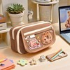 Capybara Large Capacity Pencil Case with Sticky Notes Stickers Pendants