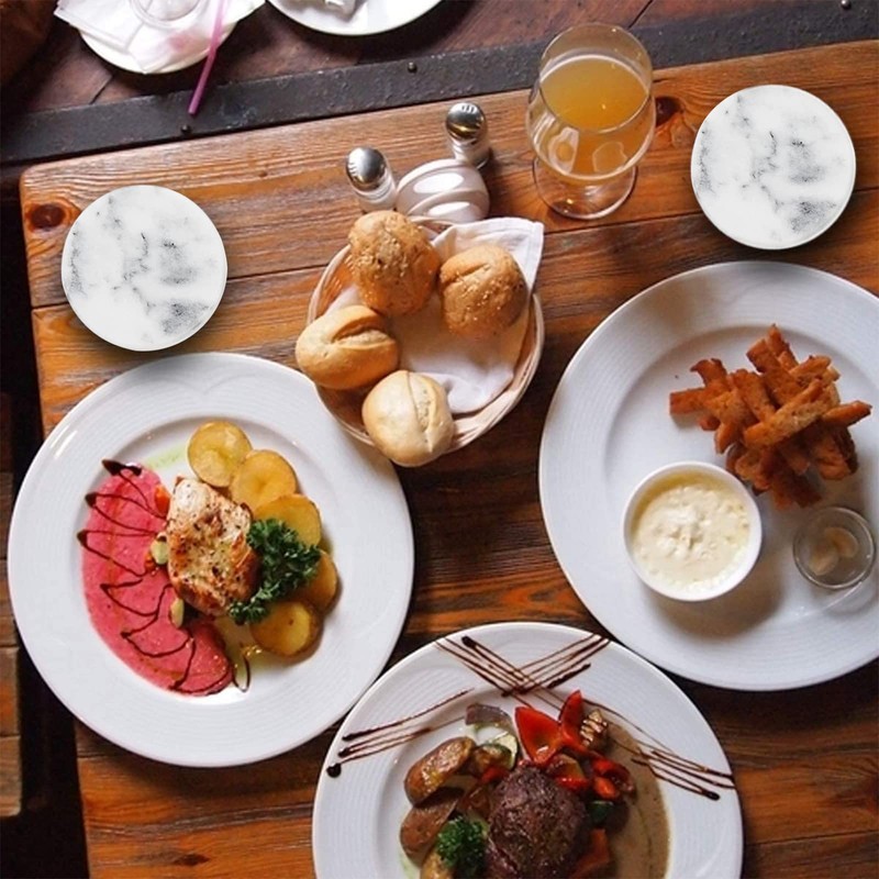 PERCEA Posavasos de Cerámica, Posavasos Redondo Diseño de Mármol, Juego