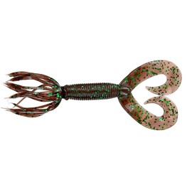 Yamamoto Double Tail Hula Grub 5'', Cinnamon W/Large Green,Yam-97-10-140