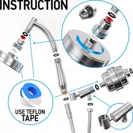 AquaHomeGroup Handheld Shower Head with Filter 20+3 Stage Filtration Shower Filter for Hard Water - Vitamin C,A and E infused Shower Water Filter with SPA Effect - High Pressure Shower Head with Hose
