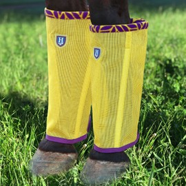 CareMaster Fine Mesh Fly Boots Loose Fitting & Non-Slip Horse Fly Leggings Fleece Air Flow (Set of 4) Summer Lime Large