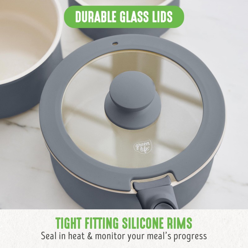 GreenLife 10 Piece Nonstick Pots & Pans Set, Detachable Handle