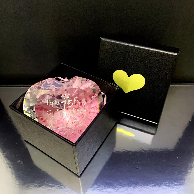 WOSHIDEFA 75th Birthday Gift for Women: Crystal Heart Keepsake Paperweight