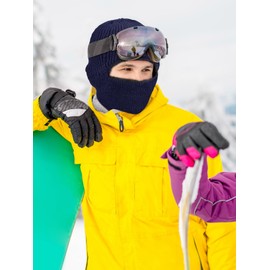 3 Pieces Winter Warm Knitted Balaclava Neck Warmer Hat Fleece Ski Face Covering Windproof Face Scarf for Outdoor Sport (Black, Wine Red, Pink,M)