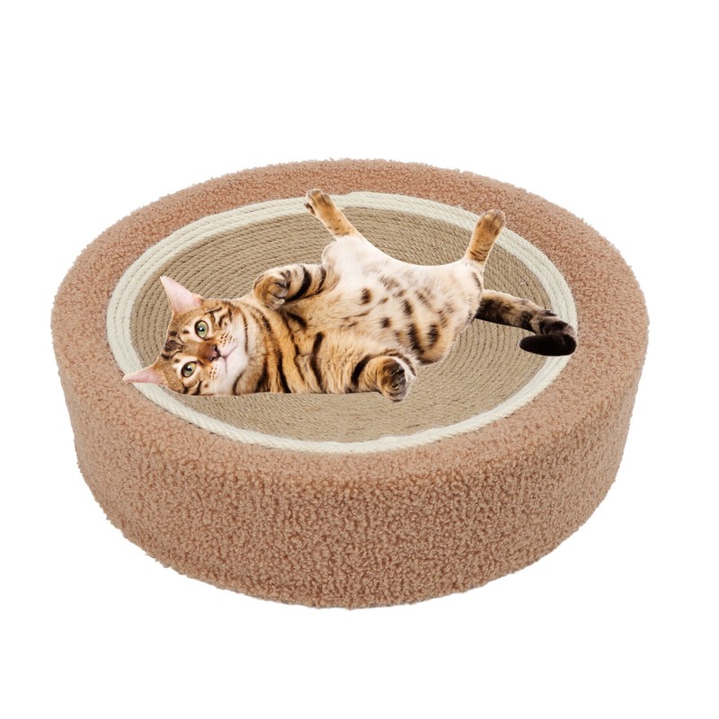 Round Cat Scratcher Ergonomic Cat Scratching Lounge Bed Sisal Cat