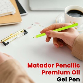 Matador Pencilic Premium Oil Gel Pen 0.4 mm Fine Black Ink 12 Pack