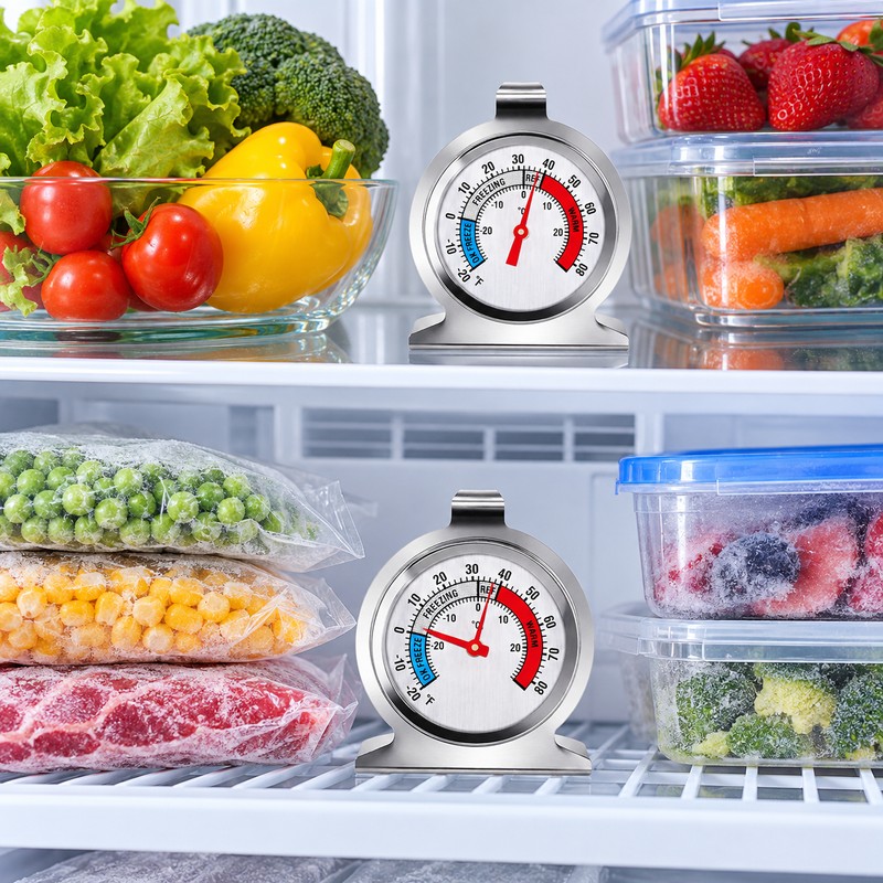 Analog Refrigerator Freezer Thermometer for Kitchen Temperature Monitoring – Easy-Read