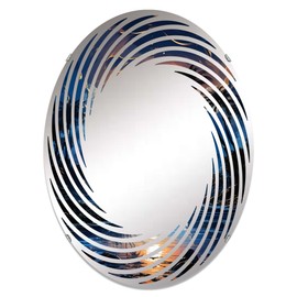 DesignQ Palms & Palm Trees wall mirror, Oval 0 mirror, Round blue bathroom mirror, Palms & Palm Trees vanity mirror Solitude By The Shore With Sapphire Palms printed mirror decor, oval mirror 20x30