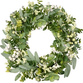 COLORSPEC Eucalyptus Wreath for Front Door, 46 cm/18 inch Spring Summer Green Wreath, Lifelike Artificial Small Door Wreath Decoration for Farmhouse, Wedding, Home, Window, Wall, Fireplace